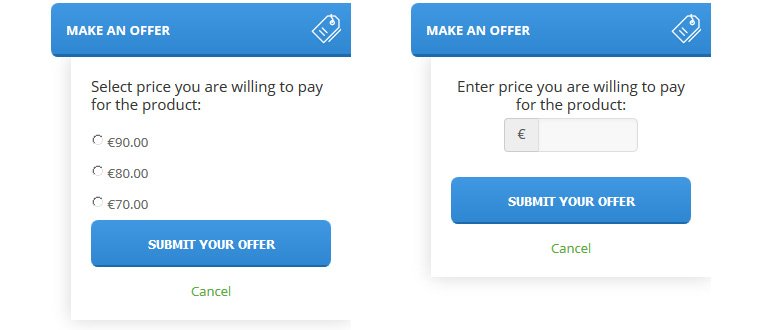 Set prices and customizable price widgets