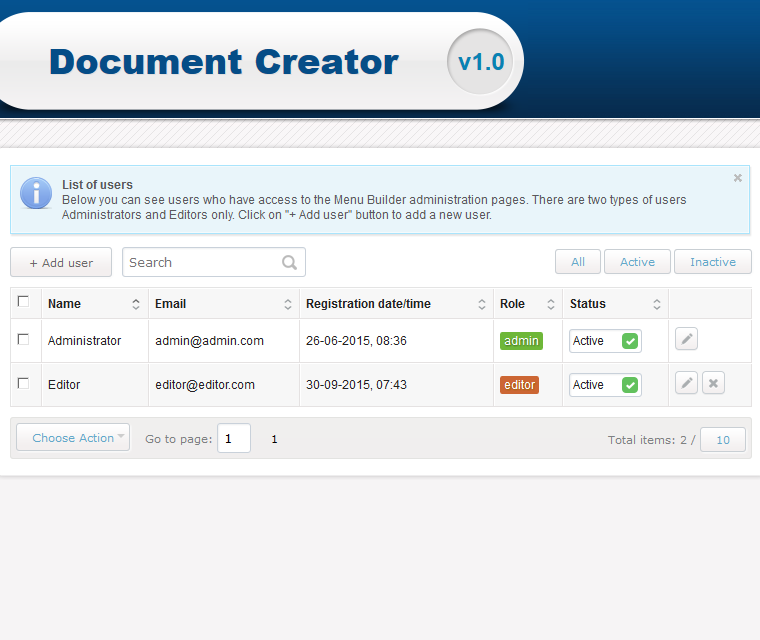Document Creator Add Two Kinds Of Users