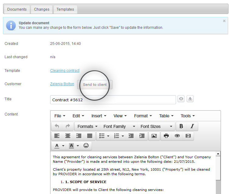 Document Creator Send Ready Documents To Customers