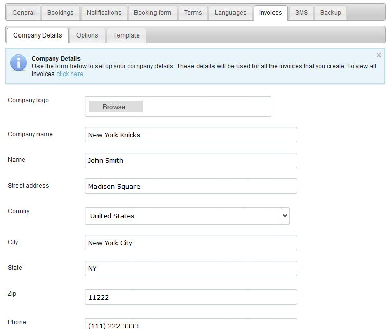 Personalize invoices