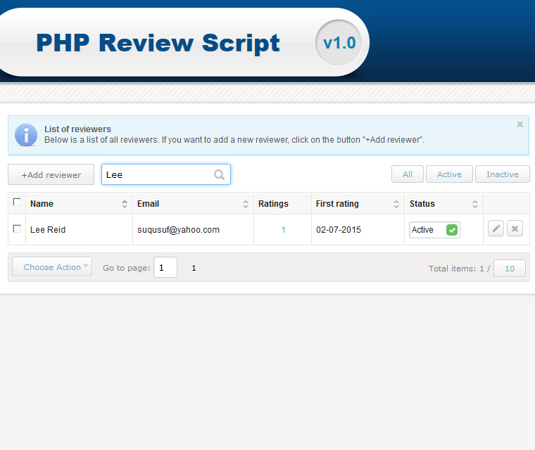 Php Review Script Search For A Specific Review Rating Or Reviewer