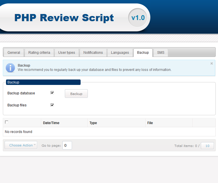Php Review Script System Backup