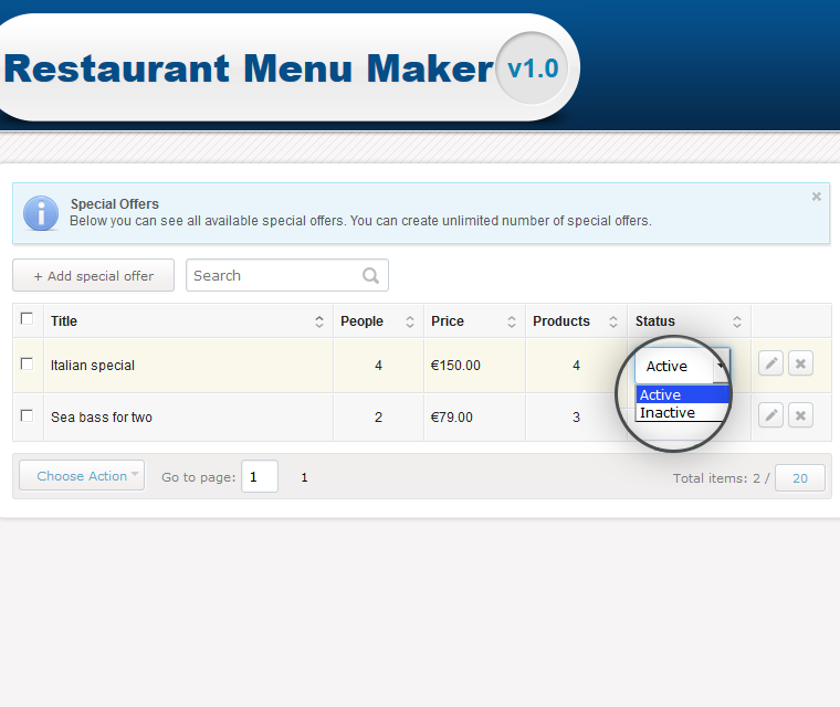 Restaurant Menu Maker Enable Disable The Offer Without Deleting It