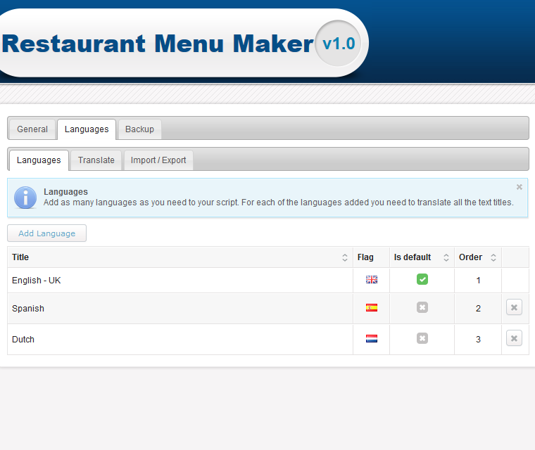 Restaurant Menu Maker Multi Language Support