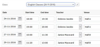 Set up class schedule