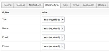 Set booking system options