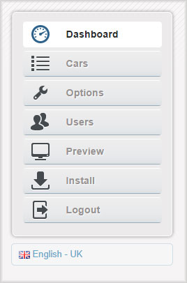 General menu with Dashboard highlighted