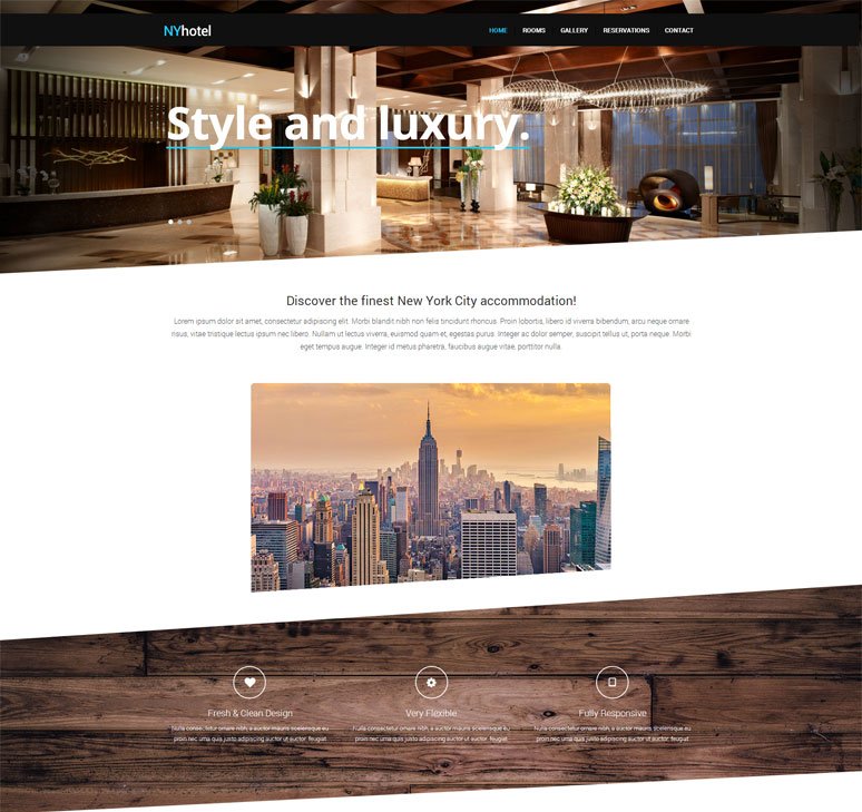 NYhotel's website's homepage