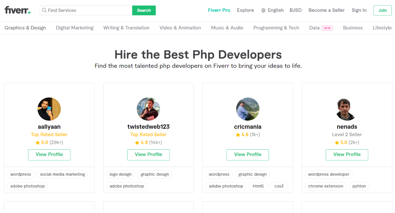 Fiverr – #3 best PHP resource