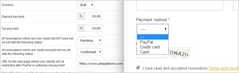 payment integration with transfer reservation script