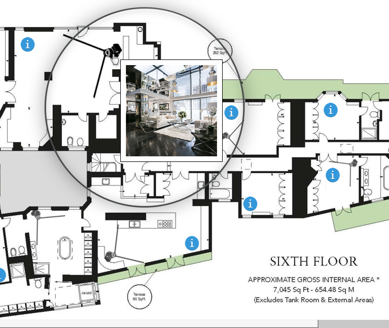 Interactive Floor Plan The Image Associated With The Camera Pin Will Pop Up On Mouseover