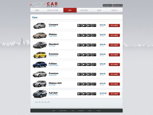 Car Rental Website Template 162