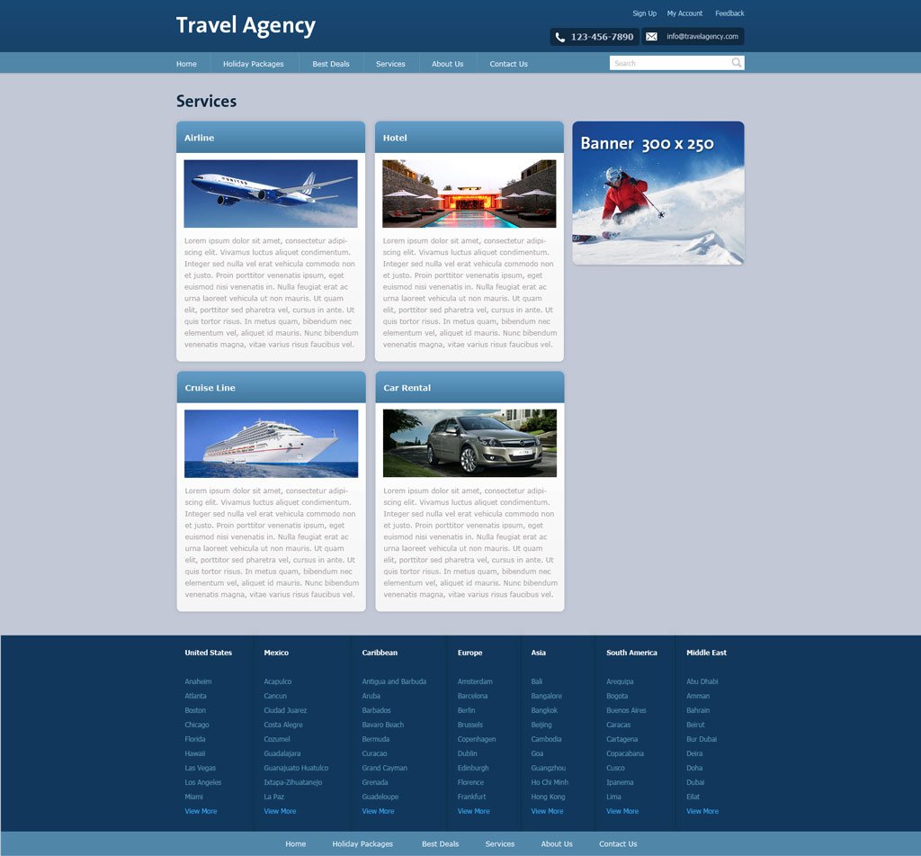 Free Travel Agency Website Template | Travel Website Templates | PHPJabbers