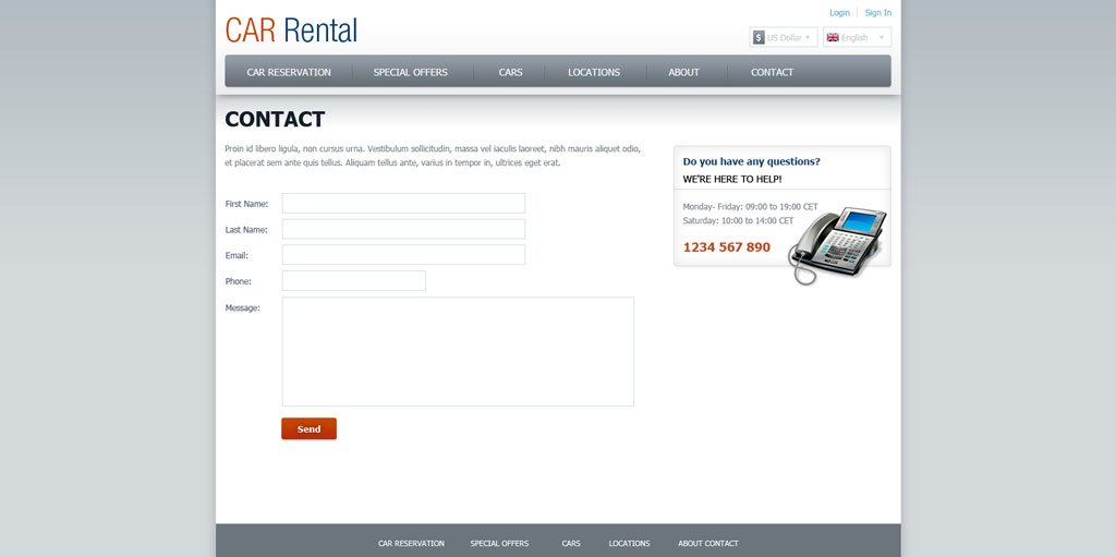 Free Car Rental Website Template Car Rental Template 