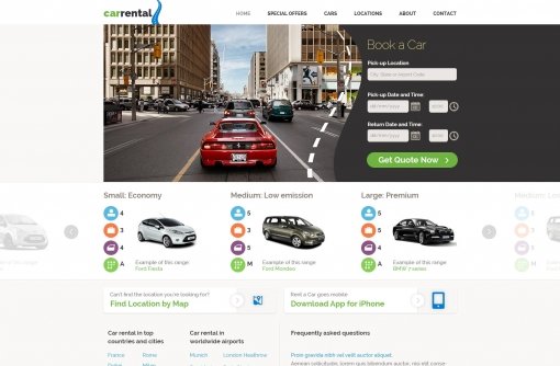 Download Free Car Rental Website Templates Phpjabbers PSD Mockup Templates