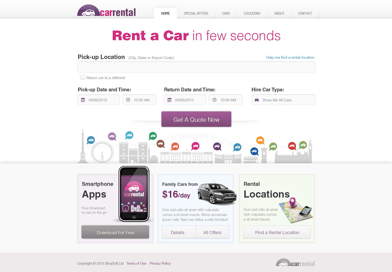 Rent A Car Template Free Car Rental Website Templates Phpjabbers